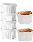 6 Pack Porcelain Bakeware RamekinsSouffle Dishes 6-OZ 3.54" (9cm) Oven Safe Porcelain Baking Cups Dishes for Baking,Cooking,Creme Brulee, Pudding, Desserts Lava Cake and Ice Cream (White)