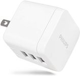 Philips 17W USB Wall Charger, 3 Ports, for iPhone Xs/XR/X/8, iPad Pro/Air/Mini, Samsung Galaxy S10/S9/Plus, Google Pixel C/3/2/XL and More, DLP2408/37