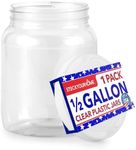 Stock Your Home Half Gallon Clear Plastic Jars with Lids (1 Pack) 64 oz Wide Mouth Large Jar with Lid, Big Container for Candy, Cookies, Arts & Crafts, Bartender Money Tips, Kitchen & Pantry Storage