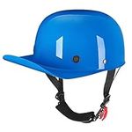 Woljay Vintage Retro Open Face Motorcycle Helmet Baseball Cap Half Helmets Men Women for Moped Cap Jet Scooter Street Cruiser - DOT Certified (X-Large, Blue)