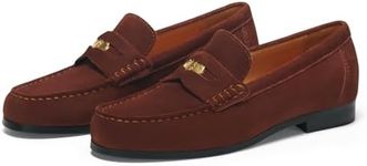 Journey West Suede Slip-on Penny Loafers Shoes for Women Brown US 7.5