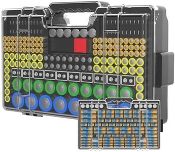 Narotood Battery Organizer Storage Holder Box Case with Tester, Ultra-Large 280+ Batteries Double-Sided Variety Pack,Holds AA AAA 4A C D Cell 9V 3V Lithium18650 LR44 CR2 CR123 CR1632 - Black