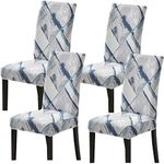 HAPPYDOG Modern Stretch Dining Chair Covers Removable Washable Spandex Slipcovers for High Chairs Kitchen, Dining Room, Hotel, Ceremony 2/4/6PCS Chair Protective Covers (Blue White, Set of 4)