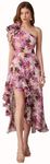 GRACE KARIN Women's Slit Sleeveless One-Shoulder Elegant Dress A-Line Maxi Dress Floral Decoration Schulte Elegant Dress V-Neck Wedding Guest Dress S Pink Flower on Apricot 16