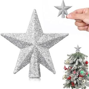 Albero di Natale Topper, Puntale per Albero di Natale, Mini Stella Albero di Natale, Scintillante Topper Albero di Natale, 6 cm, Decorazione per Albero di Natale
