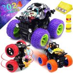 CozyBomB Friction Powered Monster Trucks Toys for Boys, Push and Go Car Vehicles Truck Jam Playset, Inertia Vehicle Cars Kids Toys, Christmas Birthday Gift for Boy Kid Age 3+（3Pack）