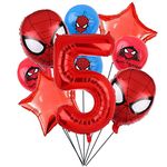 Superhero Spiderman Birthday Decorations, Red Spiderman 5th Birthday Balloons, 32inch number 5 Superhero Aluminium balloon, The Spiderman Birthday Balloons for Kids Birthday Baby Shower Decorations