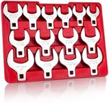 BILITOOLS 14-Piece Jumbo Crows Foot Wrench Set, 1/2" Drive Big Crowfoot Wrench, SAE, 1-1/16" - 2" mm, CR-V Steel