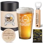 30th Birthday Gifts for Men, Women,Vintage 1994 Beer Glass, Wooden Coaster, Wooden Bottle Opener, Vintage Beer Gift Box, 1994 Poster Anniversary Card and Greeting Card Mens Funny Birthday Gift Ideas