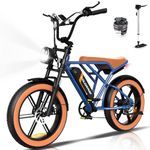 COLORWAY Electric Bikes,20'' Off-Road EBike with 4.0 Fat Tire,250W Motor and 48V 15Ah Battery, 7-Speed City Bike, Elecrtic Bicycle with LCD Display, Dual Disc Brake,Range up to 45-100KM.Blue