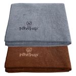 PAWPUP Dog Towel Super Absorbent 100x60cm Set of 2 Microfibre Pet Towel for Dogs Cats and other Pets (Brown and Grey)