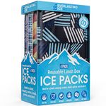 Everlasting Ice RX Reusable Ice Packs for Lunch Boxes & Coolers (4 Pack) Flexible, Long-Lasting, BPA Free, Versatile Soft Ice Pack for Insulated Bags, Picnic, Travel, and More