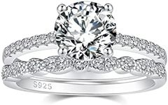 Tsnamer 1.25CT 925 Sterling Silver Bridal Ring Sets Round CZ Engagement Rings Vintage Ring Promise Rings for Her Wedding Bands for Women, Stone, Cubic Zirconia