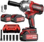 1300N·m(960Ft-lbs) Cordless Impact Wrench - 21V 1/2" Brushless Impact Gun with 2 x 4.0Ah Battery - 3600RPM High Torque Power Impact Driver with 5 Sockets & Fast Charger & LED Light & Case for Car Home