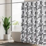 GERUIKE Mosaic Shower Curtain 180 x 180 cm - Weighted Shower Curtains Mould Proof Resistant, Machine Washable Bath Curtain with 12 Shower Curtain Rings, Polyester Fabric Bathroom Curtains