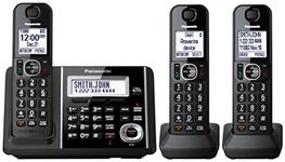 Panasonic DECT 6.0 Expandable Cordless Phone with Dual Keypad, Answering Machine, Call Block, and Talking Caller ID - 3 Cordless Handsets - KX-TGF343CB (Black)