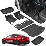 WEST LINERS Extreme Coverage Tesla Model 3 Floor Mats 2025 2024 Premium Design Custom Fit 100% Eco-Friendly -All Weather 3D Floor Mats for Tesla Model 3 Highland Cargo Liner Trunk Accessories 6pcs