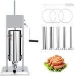 Festisoul Manual Sausage Stuffer 22 lb Sausage Maker, 10L Stainless Steel Meat Filler with Dual Speed and 5 Stuffing Tubes for Home Kitchen Butcher Shop Restaurant, Air Release Valves