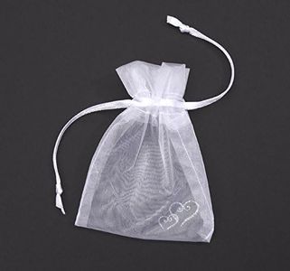 Organza Favor Bags - Heart - White Iridescent - 3 x 4 - 24 pcs