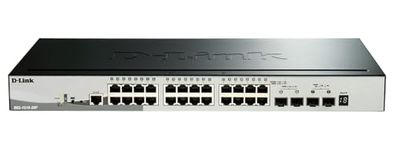 D-Link 28-Port Gigabit Stackable Smart Managed PoE+ Switch 10G Uplinks | 24 PoE+ (193W) 2 10GbE SFP+ 2 SFP Ports| L2+/L3 Lite |VLANs |Web Managed |Surveillance Mode | NDAA Compliant (DGS-1510-28P)