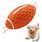 Petinstinct Dog Toys, Rugby Squeaky Dog Toys for Aggressive Chewers, Rubber Tough Dog Toy Ball, Durable Football Dog Toys for Small Medium Dog Breeds, Dog Chew Toys, Orange, Small