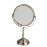 Jerdon JP910NB 6-Inch Tabletop Two-Sided Swivel Vanity Mirror with 10x Magnification, 11-Inch Height, Nickel Finish