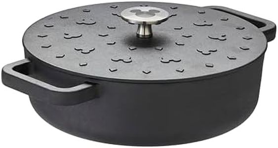 Prestige Disney Monochrome Shallow Cast Iron Casserole with Lid, 24cm - Black, Cast Iron Pot Pre-Seasoned