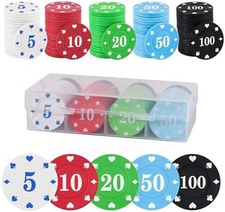 sharkplay Plastic Poker Chips Set with Storage Box for Blackjack, Texas Hold'em, Night Poker Games (100PCS with Numbers)