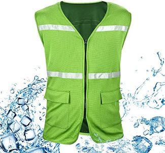 Sukeen Body Cooling Vest for Women, Men and Adults, Breathable & Quick-Drying Cooling Jacket Ice Sleeveless Vest Summer Heatstroke Protection Clothes for Outdoor Sports, Working, Fishing (Green)