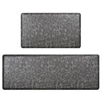 CRUGLA Anti-Fatigue Kitchen Mats Set of 2, Non-Slip Comfort Foam Mat, 1.2CM Thick Waterproof Rugs for Floor, Kitchen, Bathroom, Bedroom, Living Room - Black (120x44CM, 75x44CM)