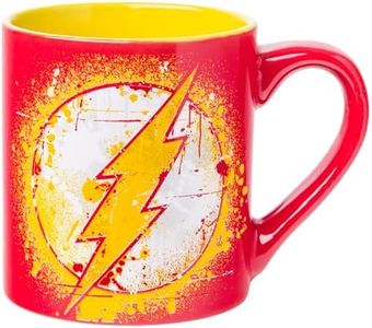 DC Comics Silver Buffalo FL110532 Flash Splatter Paint Logo Ceramic Mug, 14-Ounces