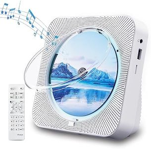 CD Player Portable Bluetooth 5.1 Desktop CD Player with HiFi Sound Speakers,Remote Control,Dust Cover,LED Display,Boombox FM Radio,USB/AUX for Home,Kids (White)