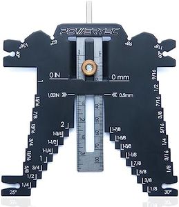 POWERTEC 80023 Universal 5-in-1 Measuring Gauge Woodworking Tool - Drill Point, Chisel Angle, Height, Bit and Depth Gauge for Table Saw Router