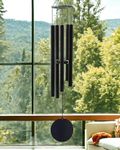 Paradigm Pictures 30.5 inch Big Wind Chimes for Home Balcony Positive Energy- Positive Energy Items (Black 5 Pipe Wind Chime)