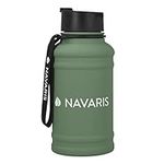 Navaris Stainless Steel Water Bottle - 1.3 Litre Large Metal Sports, Camping, Gym Canteen for Drinking Water, Liquid, Drinks