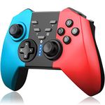 Wireless Switch Controller for Nintendo Switch/Switch Lite/Switch OLED/PC Window Game,Bluetooth Switch Pro Controllers Gamepad with Wake up,Gyro Axis,Turbo,Dual Vibration,Screenshot, Blue/Red