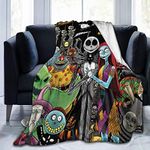 Warce Glosen Nightmare Before Christmas Blanket Soft Jack Skellington & Sally Throw Blankets for Couch Bed Living Room Sofa 50" X40