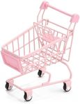 Mini Supermarket Handcart, Mini Shopping Cart Supermarket Handcart Shopping Utility Cart Mode Desk Storage Toy Holder(Pink)