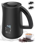 Milk Frother Electric - 4 in 1 Milk Steamer with LCD Touch Control, Silent Milk Foamer with Digital Display Auto Shut-Off, Large Capacity for Hot or Cold Chocolate, Milk, Coffee, Cappuccino, Latte