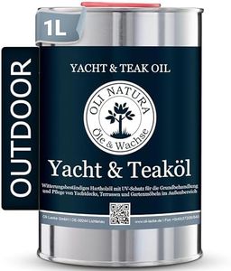 OLI-NATURA Yacht & Teak Oil 1 Litre - Premium UV-Protecting Deep Wood Oil for Outdoor Applications, Colour: Teak