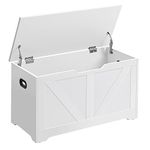 VASAGLE Storage Chest, Storage Trunk with 2 Safety Hinges, Storage Bench, Shoe Bench, 15.7 x 31.5 x 18.1 Inches, White ULSB062T14