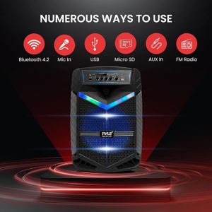 Pyle Portable Bluetooth PA Speaker, 800W Outdoor Karaoke Machine with Mic