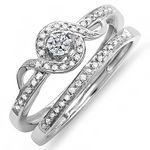 DazzlingRock Collection 0.25 Carat (ctw) Round Diamond Ladies Bridal Promise Ring Set Matching Band 1/4 CT, Sterling Silver