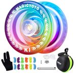 MAGICYOYO Responsive YoYo K1-Plus for Kids Beginners with Yoyo Storage Bag + 12 Yoyo Strings and Yo-Yo Glove Gift (Blue Pink Yellow)