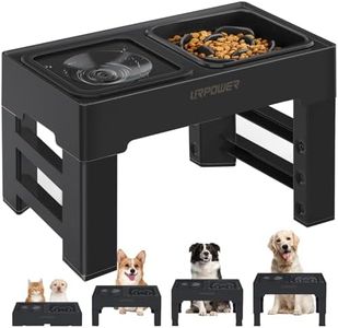 URPOWER 2-in-1 Elevated Slow Feeder Dog Bowls with No Spill Dog Water Bowl 4 Height Adjustable Raised Dog Bowl Non-Slip Dog Food and Water Bowls with Stand for Small Medium Large Dogs, Cats and Pets