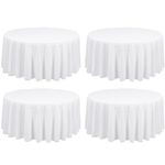 4 Pack White Round Tablecloth 90 inch Circle Polyester Table Cloth, Washable Fabric Stain and Wrinkle Resistant Table Cover Round Table Clothes for Wedding Parties Banquet Reception Gift Table