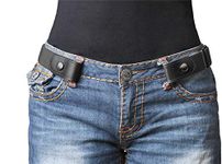 No Buckle Stretch Belt For Men & Women Elastic Waist Belt for Jeans Pants Dresses 1 Pack, Suit for Pants Size 36 -48 Inches, B-Black-Gun Color Snap