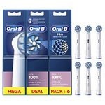 Oral-B Pro Sensitive Clean Electric Toothbrush Head, X-Shaped & Extra Soft Bristles for Gentle Brushing & Plaque Removal, Pack of 6 Toothbrush Heads, White