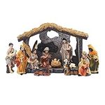 Minan Nativity Set with Figures, The Real Life Nativity, Christmas Nativity Stable Set for Garden Indoor and Outdoor Decoration, Jesus Birth Set