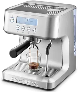 CASABREWS Espresso Machine with LCD Display, Barista Cappuccino Maker with Milk Frother Steam Wand, Professional Latte Coffee Machine with Adjustable Extraction Temperature, Gifts for Dad, Mom